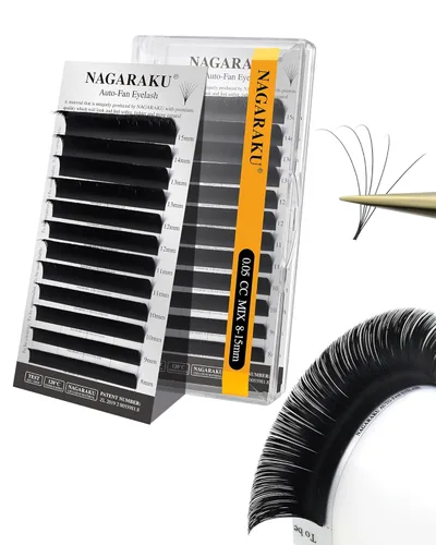 Vista 50 de NAGARAKU Easy Fan - Extensiones de pestañas de volumen de 0.001 in, rizo CC, bandeja mixta de 0.315 a 0.59 pulgadas, bandeja mixta de visón