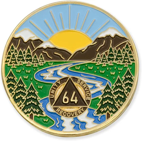 Vista 13 de Moneda AA de 1 año – Medallón de recuperación de ondas estrelladas de Sobriety Mint – azul/blanco/dorado