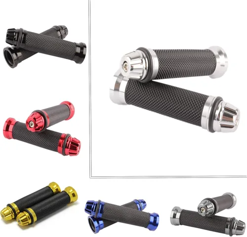 Vista 8 de Motorcycle 7/8" CNC Hand Grips Aluminum Rubber Gel Handlebar for Sport Bike(Red)