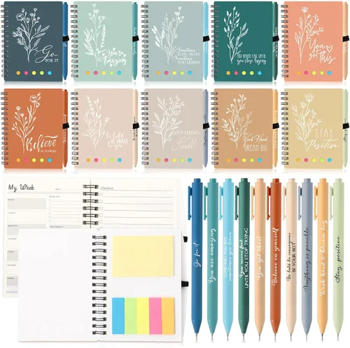 Vista 9 de Dispowreath 20 Sets/40 Pcs Employee Appreciation Gifts Bulk A6 Inspirational Journal with Ballpoint Pen Thank You Notebook Gifts for Employee