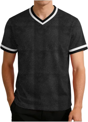 Vista 2 de Lightweight Workout Shirts for Men Summer Mesh V Neck Running Athletic T-Shirts Short Sleeve Breathable Gym Tops
