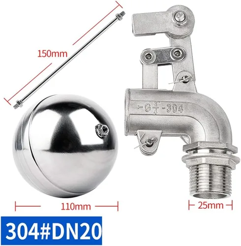 Vista 2 de 1pcs Adjustable Floating Ball Valve, 304 Stainless Steel Elbow Float Valve, Water Level Controller For Water Tank Towers(1inch)