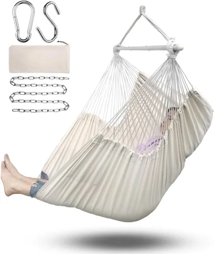 Vista 9 de ADVOKAIR Silla hamaca colgante silla columpio de cuerda XXL – Máximo 500 libras, silla hamaca columpio grande de 70 pulgadas – Barra separadora