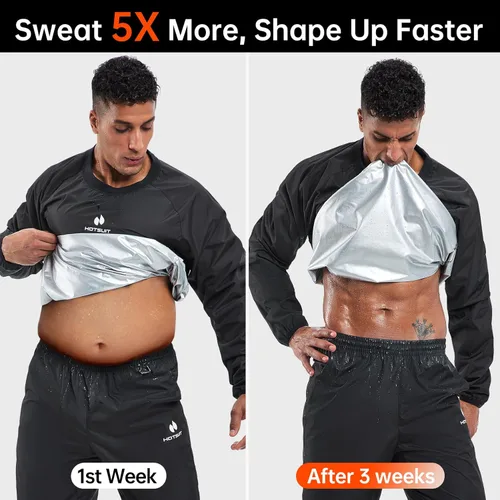 Vista 10 de HOTSUIT Traje de sauna para hombre, traje de sudor, chaqueta de entrenamiento duradera para gimnasio