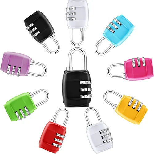 Vista 7 de Moxweyeni 10 combinaciones de dígitos, candado seguro de cifrado, mini combinación de números reiniciables para maletas, equipaje, maletines, bolsas