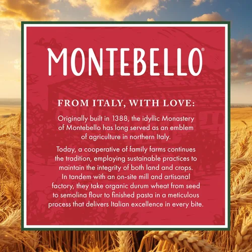 Vista 10 de Montebello Espaguetis orgánicos, macarrones italianos, bolsa de 16 onzas