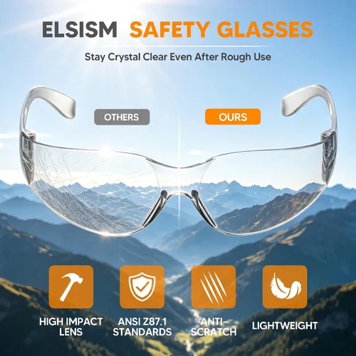 Vista 5 de 24 Pack Safety Glasses Bulk Pack, Clear Lens, Wraparound Style, Impact Resistant Eye Protection