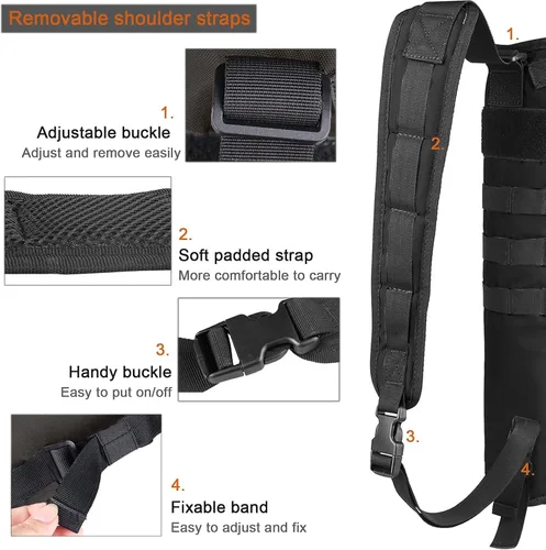 Vista 3 de KRATARC Carcaj de flechas de tiro con arco ligero para la espalda de doble uso plegable compacto con sistema Molle colgado para tiro al blanco