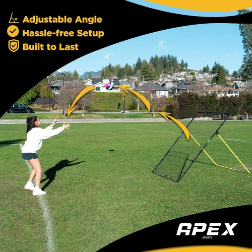 Vista 8 de Apex Sports Adjustable Volleyball Rebounder Net 7x4 ft – Bounce Back Training Equipment with Angle Customization for Practicing Volleying, Bumping