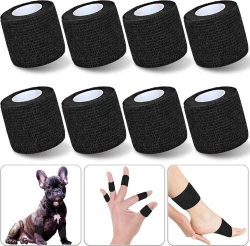 Vista 13 de Paquete de 8 vendajes autoadhesivos de 2 pulgadas x 5 yardas, cinta adhesiva autoadhesiva para atletismo, muñeca, tobillo, rodillas, mascotas