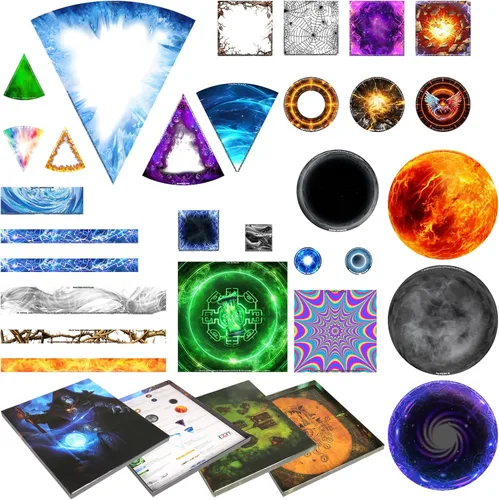 Vista 12 de Plantilla de daño AOE de hechizos mejorada extra grande a cubo de 30 pies y cono de 30 pies, marcador acrílico de efecto de área D & D con caja