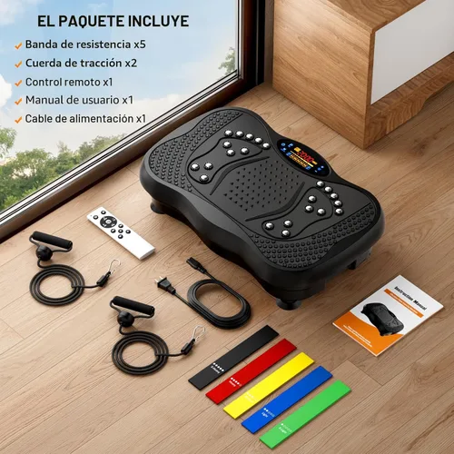 Vista 8 de Máquina de ejercicios con placa de vibración, 130 niveles de entrenamiento de cuerpo completo, placa vibratoria para drenaje linfático, pérdida
