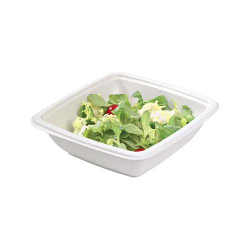 Vista 4 de PacknWood 210APUSCB750 - Ensaladera cuadrada de caña de azúcar, cuencos cuadrados de papel, cuencos de sopa compostables y biodegradables, cuenco