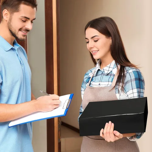 Vista 8 de Fuxury 12 x 15.5 pulgadas 100 piezas de sobres de polietileno negros resistentes para envío, sobres de plástico para correo de ropa, bolsas