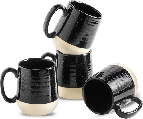 Vista 15 de Juego de tazas de café de cerámica grandes - 15 oz tazas de café con mango de porcelana, juego de 4 con mango, perfectas para capuchino, té, moca