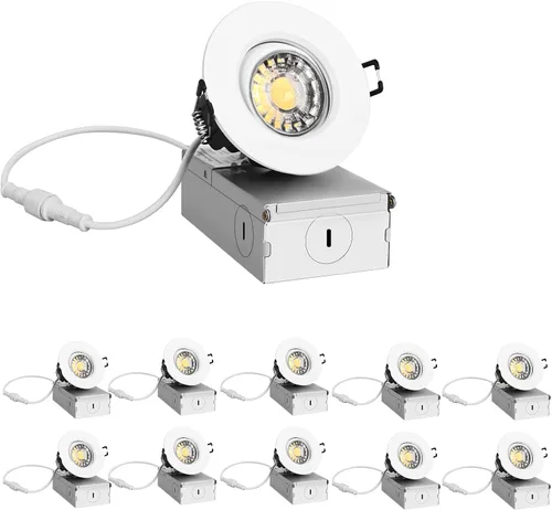 Vista 16 de ZYC Luces LED Empotradas Gimbal de 3 pulgadas - Paquete de 4 Luces de Techo Empotradas con Ribete Blanco, Luz LED Gimbal Sin Lata Tipo Ojo, 5