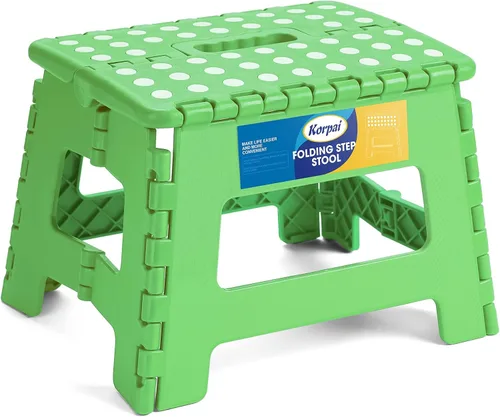 Vista 22 de Korpai Taburete plegable de 9 pulgadas para adultos, niños, taburetes plegables antideslizantes con mango portátil, taburete plegable de plástico
