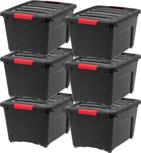 Vista 30 de IRIS USA - Contenedores de almacenamiento de plástico apilables de 40 cuartos de galón con tapas, paquete de 6 unidades, sin BPA, fabricados