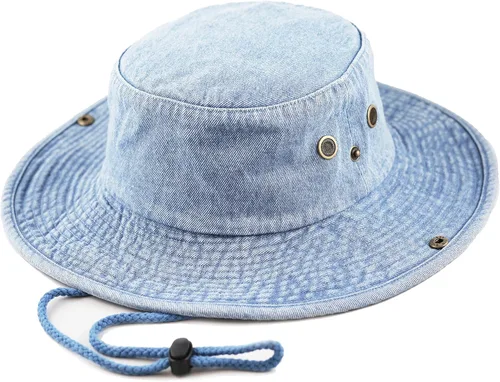 Vista 23 de The Hat Depot - Sombrero de safari, de algodón lavado a la piedra, de ala ancha, plegable, doble cara y sombrero de pesca