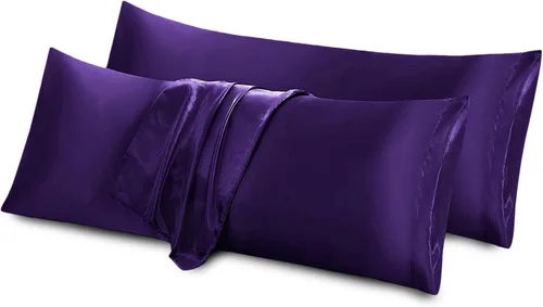 Vista 24 de Aormenzy Juego de 2 fundas de almohada de satén beige para cabello y piel, fundas de almohada de satén para mujer, tamaño estándar, con cierre