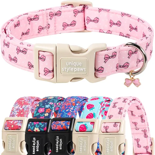 Vista 40 de Unique style paws - Collar para perro con hebilla de metal, naranja, duradero, lindo collar para perros pequeños, medianos y grandes