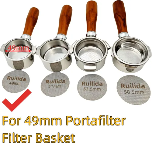 Vista 2 de Pantalla de disco espresso de 1.929 in, reutilizable, 0.067 in de grosor, 150 μm, acero inoxidable 316, filtro de café profesional, placa de malla