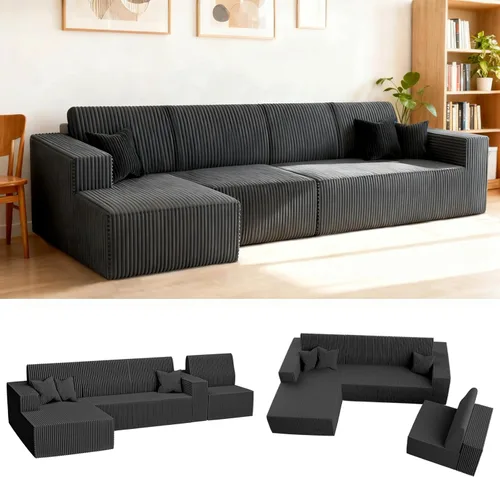 Vista 12 de Sofá modular sin huesos, sofá modular Cloud con diván en forma de L, sofás tapizados modernos para sala de estar y dormitorio, no requiere montaje