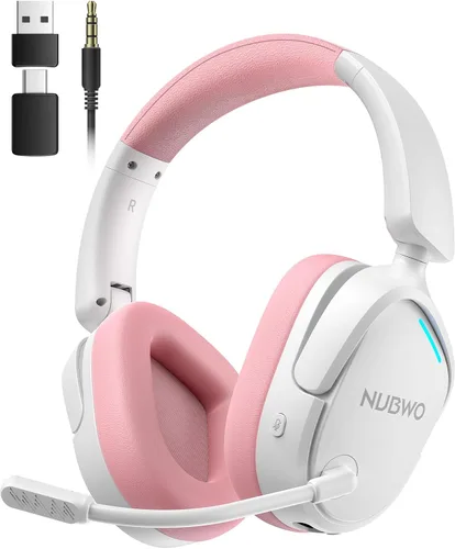 Vista 11 de NUBWO Auriculares inalámbricos para juegos para PS5, PC, PS4 - Auriculares duales de 2.4G y Bluetooth para juegos simultáneos, modos de sonido EQ