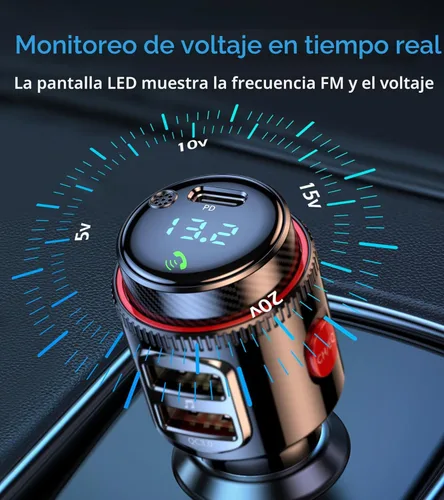 Vista 7 de LIHAN Transmisor FM Bluetooth 5.4 para automóvil, adaptador AUX inalámbrico con USB-C PD 30W y QC3.0 18W carga rápida dual, ecualizador de graves