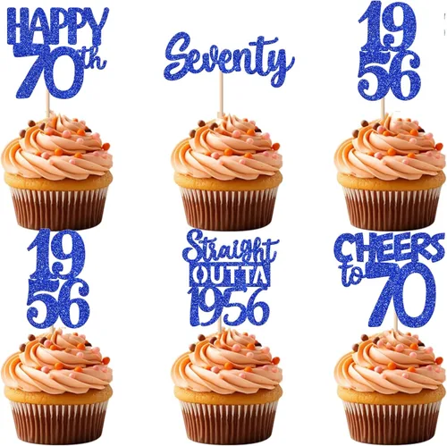 Vista 63 de 30 piezas de decoraciones para pastel de cumpleaños número 10, decoraciones de cupcakes negras con brillo, 10 feliz cumple, directo desde 2016, 10