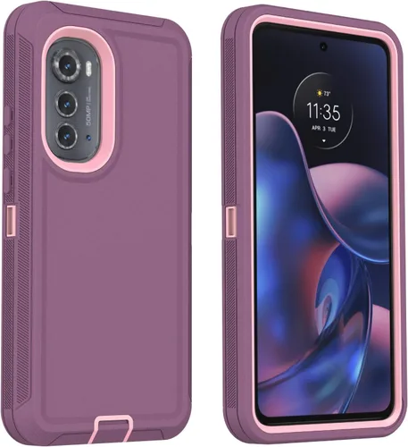 Vista 8 de Funda protectora resistente para Motorola Edge 2022, a prueba de golpes, a prueba de polvo, 3 en 1, para Motorola Moto Edge 2022 (negro)