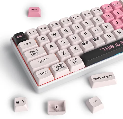 Vista 7 de Guffercty kred 61 teclas PBT 60% teclas retroiluminadas con perfil OEM, diseño 60%, layout US para teclado mecánico 60% (61 gris negro)