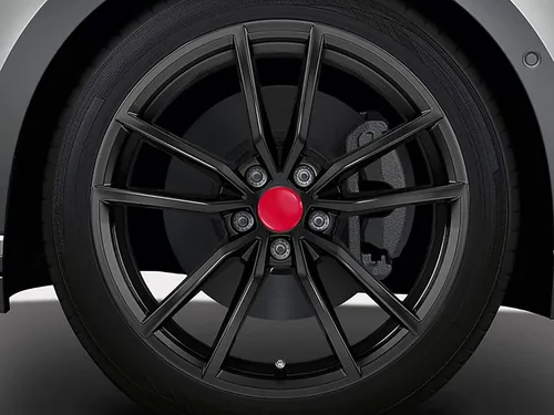 Vista 5 de Biomar Labs® 4 bujes universales de aleación central de rueda compatibles con VW Número de pieza: 3B7601171 Tapacubos centrales negro rojo brillante