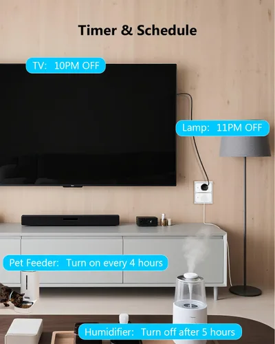 Vista 5 de DAYBETTER Enchufe inteligente Max 15A/1800W, compatible con Alexa y Google Home, no requiere concentrador, configuración Bluetooth y WiFi de 2.4