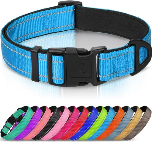Vista 8 de Joytale - Collar reflectante para perro, collar de nailon transpirable con acolchado de neopreno suave para mascotas, ajustable para cachorros
