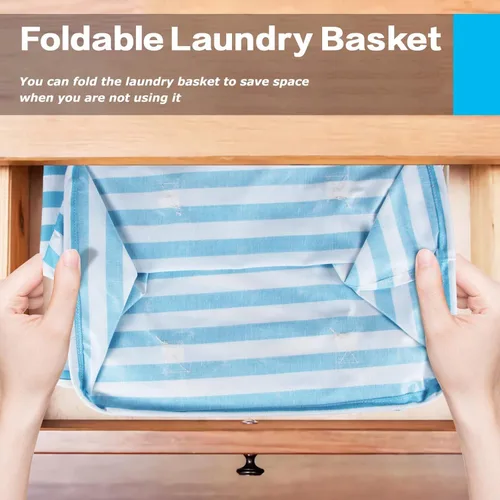 Vista 5 de Paquete de 4 cestas grandes de lavandería de 75 litros, impermeable, plegable, con asas extendidas, organización de ropa para ropa en el dormitorio