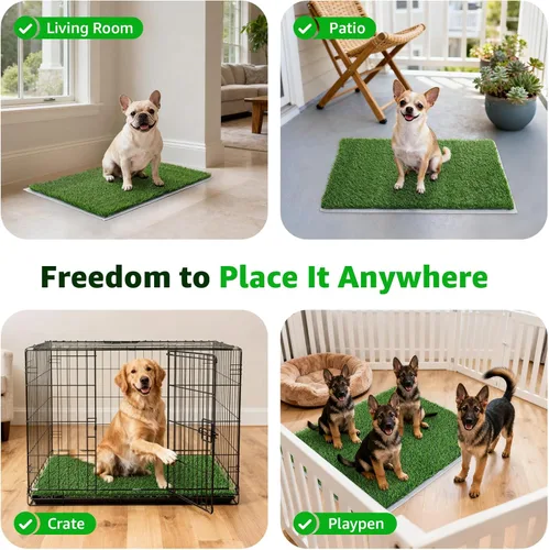 Vista 9 de Almohadilla de césped artificial para perros para orinal: hierba falsa para perros para entrenamiento de orinal para orinar y hacer caca en balcón