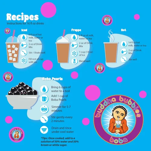 Vista 4 de Pajitas de té de burbujas Boba de 8 pulgadas rosa de Buddha Bubbles Boba 50