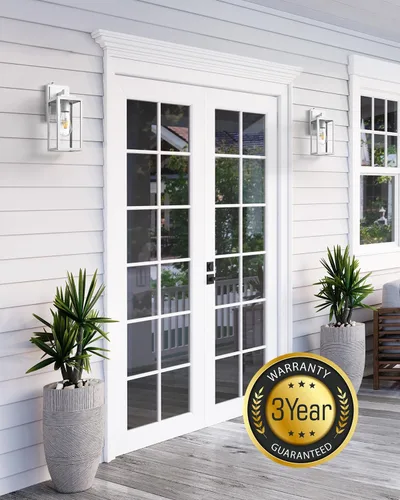 Vista 103 de VIANIS Lámpara de pared dorada para exteriores, sensor de atardecer a amanecer, apliques de montaje en pared exterior para casa, lámparas de pared