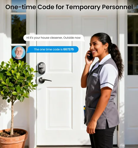 Vista 6 de Veise Cerradura de puerta de entrada sin llave con 2 manijas de palanca, cerrojo de teclado electrónico, bloqueo automático, luz trasera y diseño