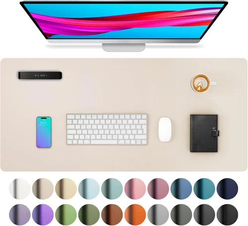 Vista 183 de Aothia - Protector de escritorio de cuero sintético, base para mouse y cubierta antideslizante, superficie impermeable para laptop y escritura