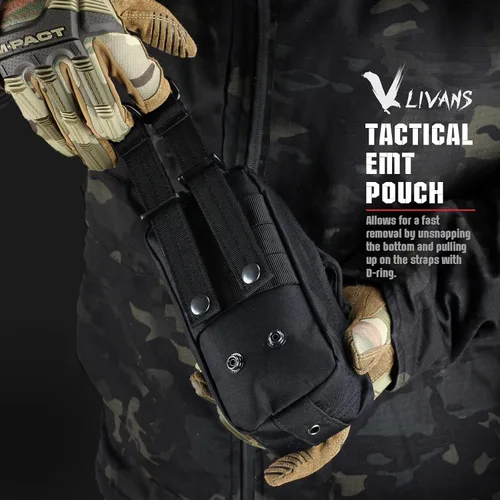 Vista 6 de Tactical MOLLE IFAK First Aid Medical Pouch, Rip-Away EMT Accessories for Trauma Kit Small Medical Bag for Car Headrest, Outdoors