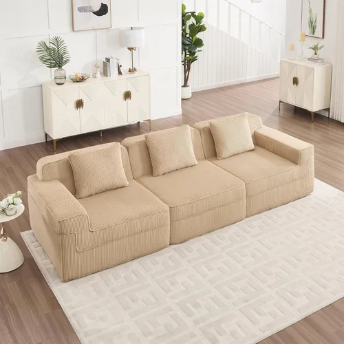 Vista 29 de Modular 3 Seat Boneless Sofa, Cloud Sectional Couch with Deep Seat, Modern Modular 3-Seat Sofa Couch with Throw Pillows, Sectional Sofa for Living