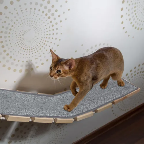 Vista 2 de Didiseaon Alfombrilla para ruedas de ejercicio para gatos, almohadilla de fieltro para mascotas, estantes de estante para gatos, rascador con rueda