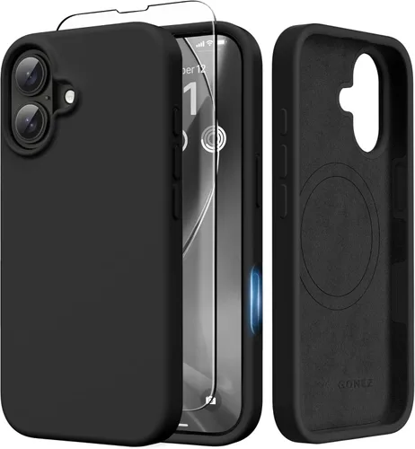 Vista 258 de GONEZ Funda magnética para iPhone 14, compatible con Magsafe, con protector de pantalla + protector de cámara, forro de microfibra antiarañazos