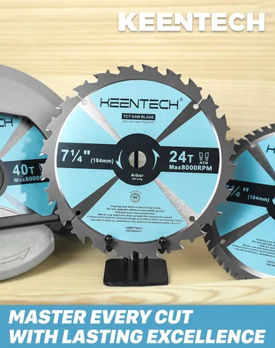 Vista 7 de KEENTECH Hoja de sierra circular de uso general de 7-1/4 pulgadas, 40 dientes, paquete de 3, punta de carburo de tungsteno, molienda ATAF, orificio