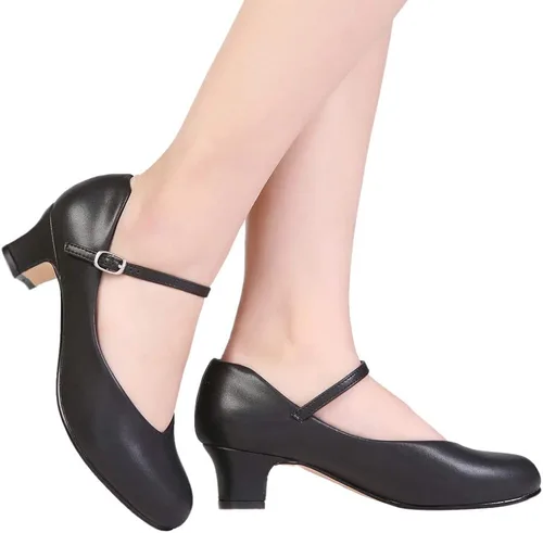 Vista 5 de Stelle Zapatos de carácter para mujer 1.5"2" Zapatos de baile con correa de tobillo para salón de baile, salsa, tango, flamenco, latín