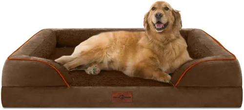 Vista 217 de Comfort Expression - Cama ortopédica para perros medianos de 30x20 pulgadas, cama impermeable de espuma de huevera para mascotas medianas