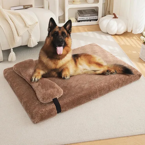 Vista 16 de huraty Cama para perros con almohada para perros pequeños, cama ortopédica para perros con funda extraíble, alfombrilla lavable para mascotas