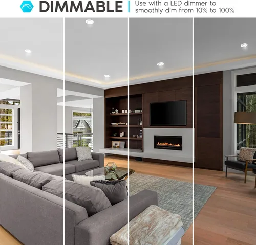 Vista 5 de LUXRITE Lámpara LED empotrable de 4 pulgadas con cardán, 8W=60W, 5 colores seleccionables 2700K-5000K, CRI 90, luz LED regulable y ajustable, 700